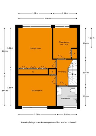 Floorplan - Dr. A. Schweitzerstraat 17, 2461 AX Ter Aar